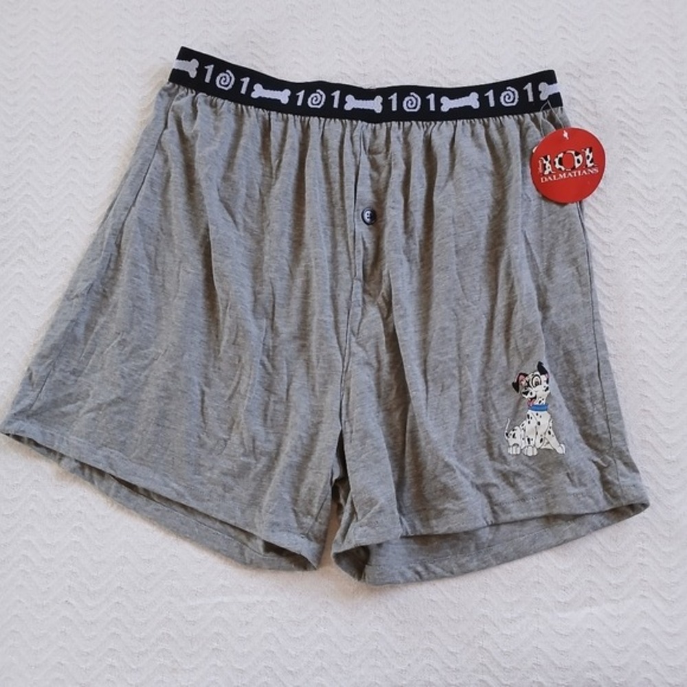 disney 101 dalmatians vintage gray knit boxer shorts y2k loungewear mens large